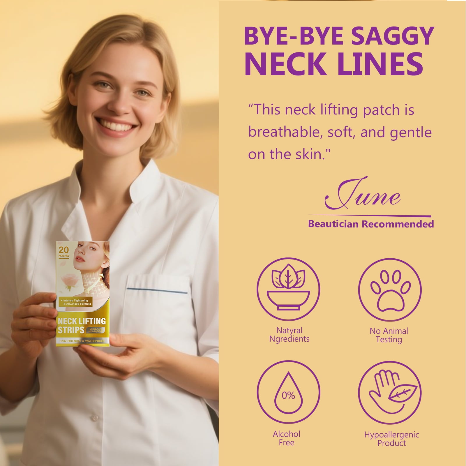 Neck Lift Tape, Neck Tape Lifting Invisible, Neck Wrinkle Patches, Face Lift Tape Invisible, Improve Neck Lines and Wrinkles, 20Pcs