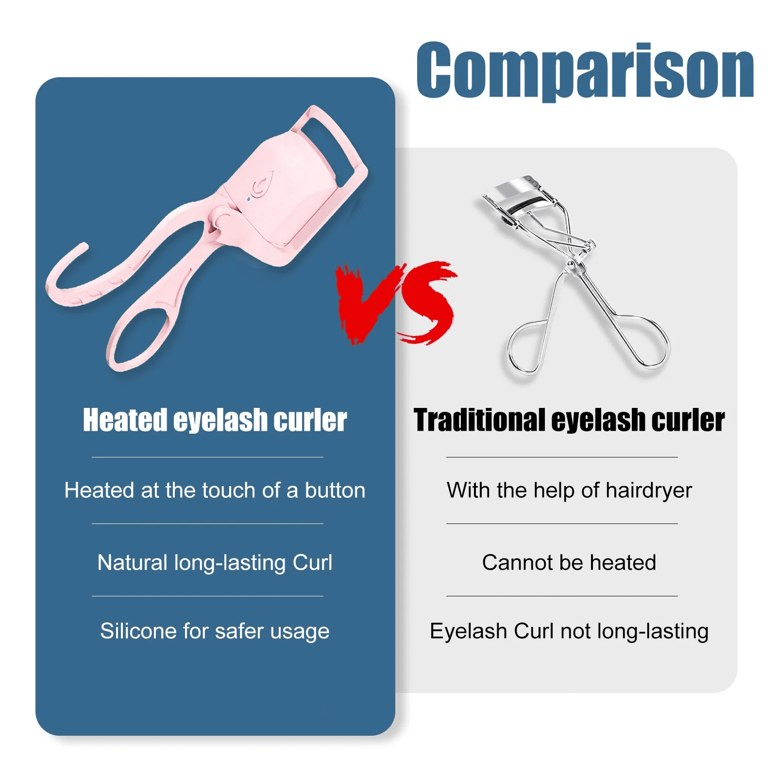 Heated Eyelash Curler for Women, USB Rechargeable Lash Curler for Various Eye Types, Long Lasting Ironing Electric Eyelash Curlers with Silcone Pad