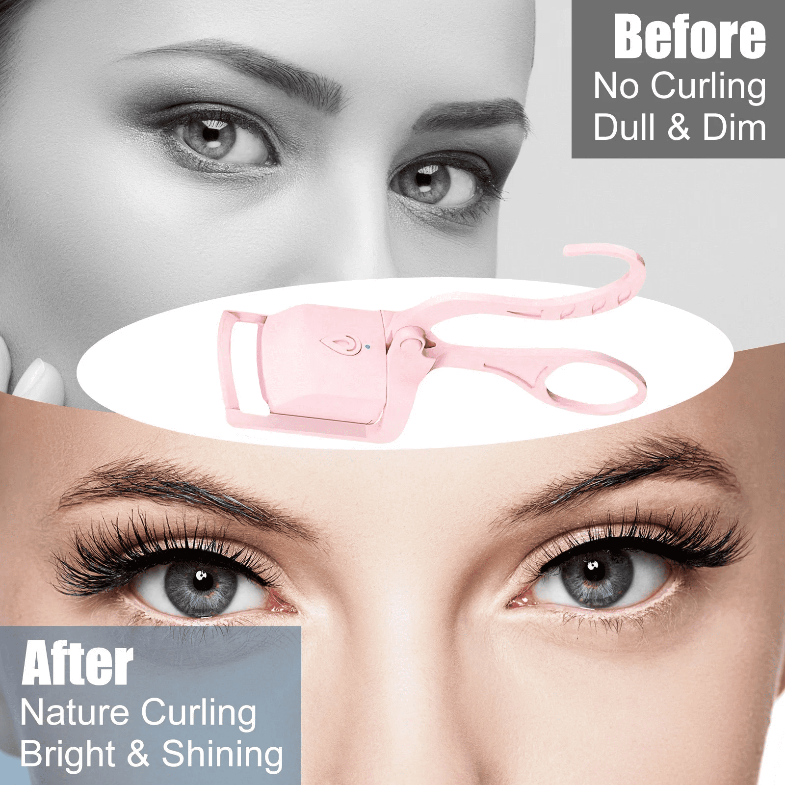 Heated Eyelash Curler for Women, USB Rechargeable Lash Curler for Various Eye Types, Long Lasting Ironing Electric Eyelash Curlers with Silcone Pad