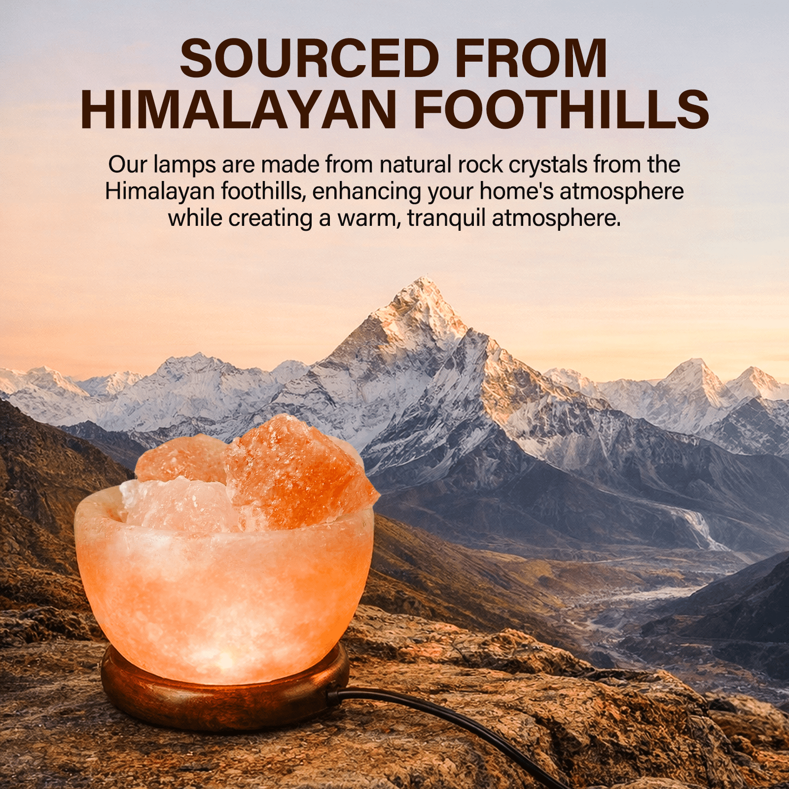 Himalayan Salt Lamp with Natural Crystal, Warm Glow Night Light Home Decor for Bedroom & Living Room, Decorative Mood Lighting