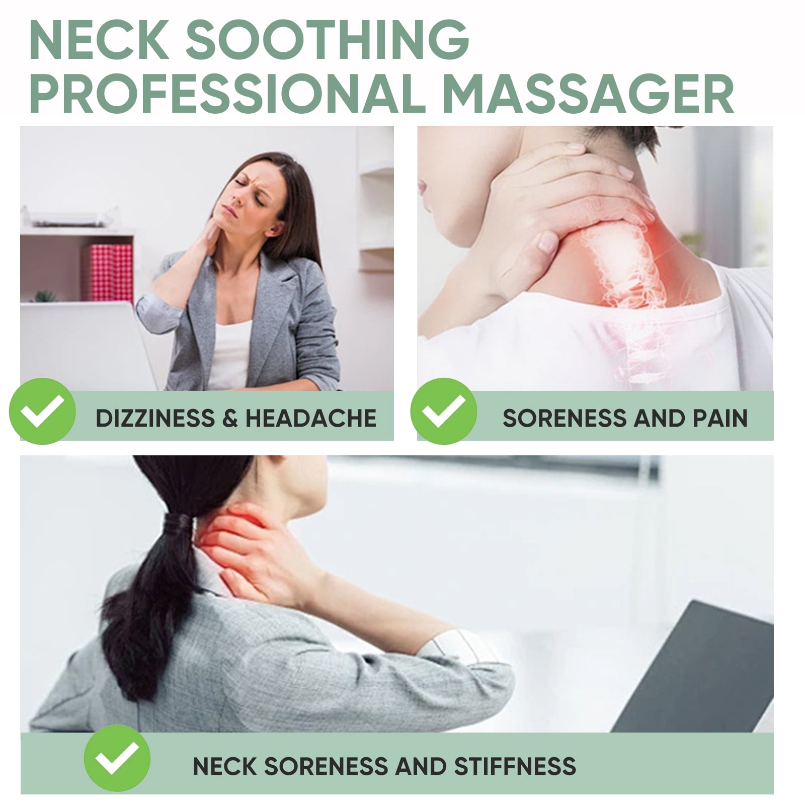 Neck Massager with Heat, Neck Massager for Pain Relief Deep Tissue, Portable Neck Massager with 10 Modes & 16 Levels, Relaxation at Home, Office, Travel