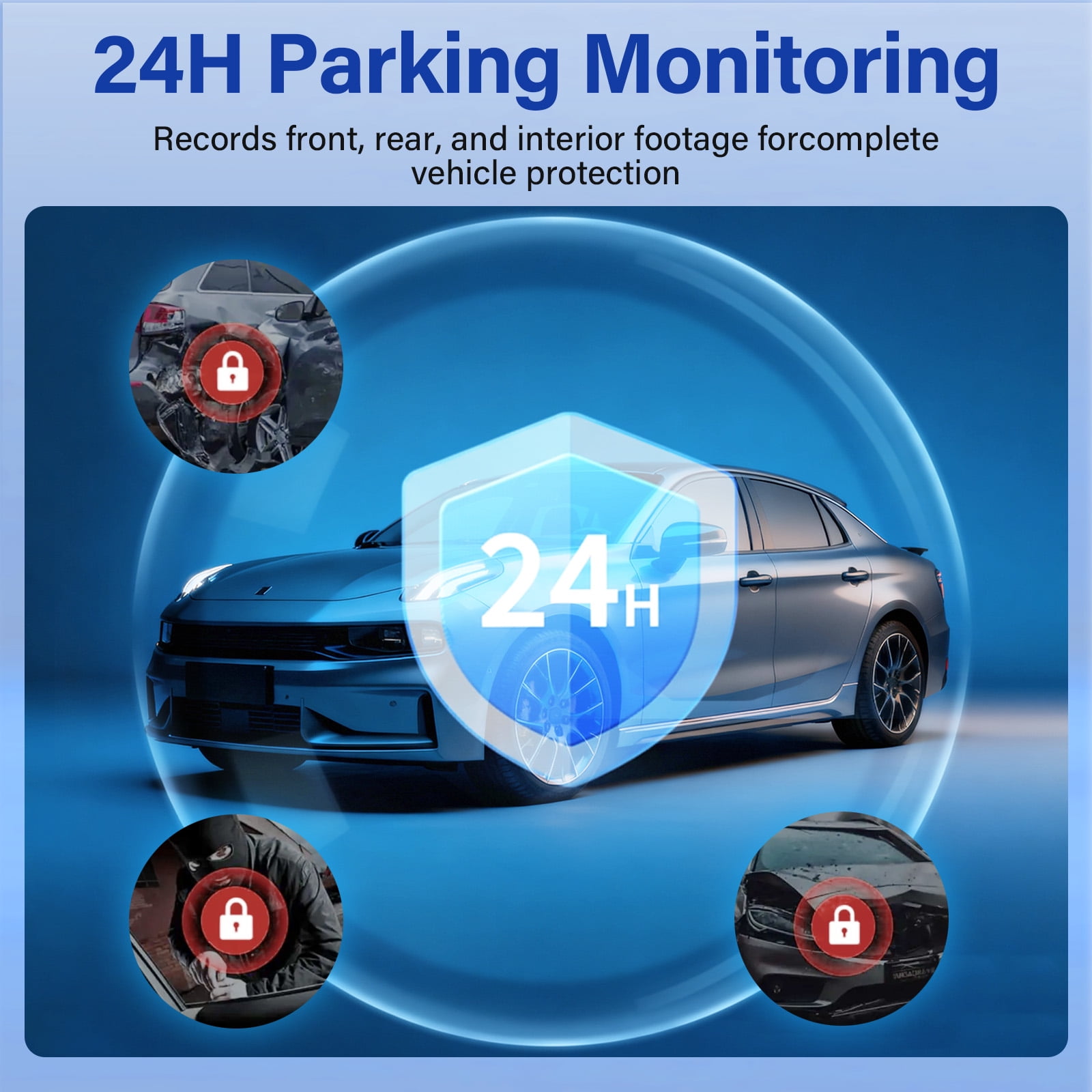 Dash Cam Front and Rear, 3 Channel Dash Cam, 1080P Dash Camera for Cars, Built-in Wi-Fi, Night Vision, WDR, Loop Recording, G-Sensor, Parking Mode